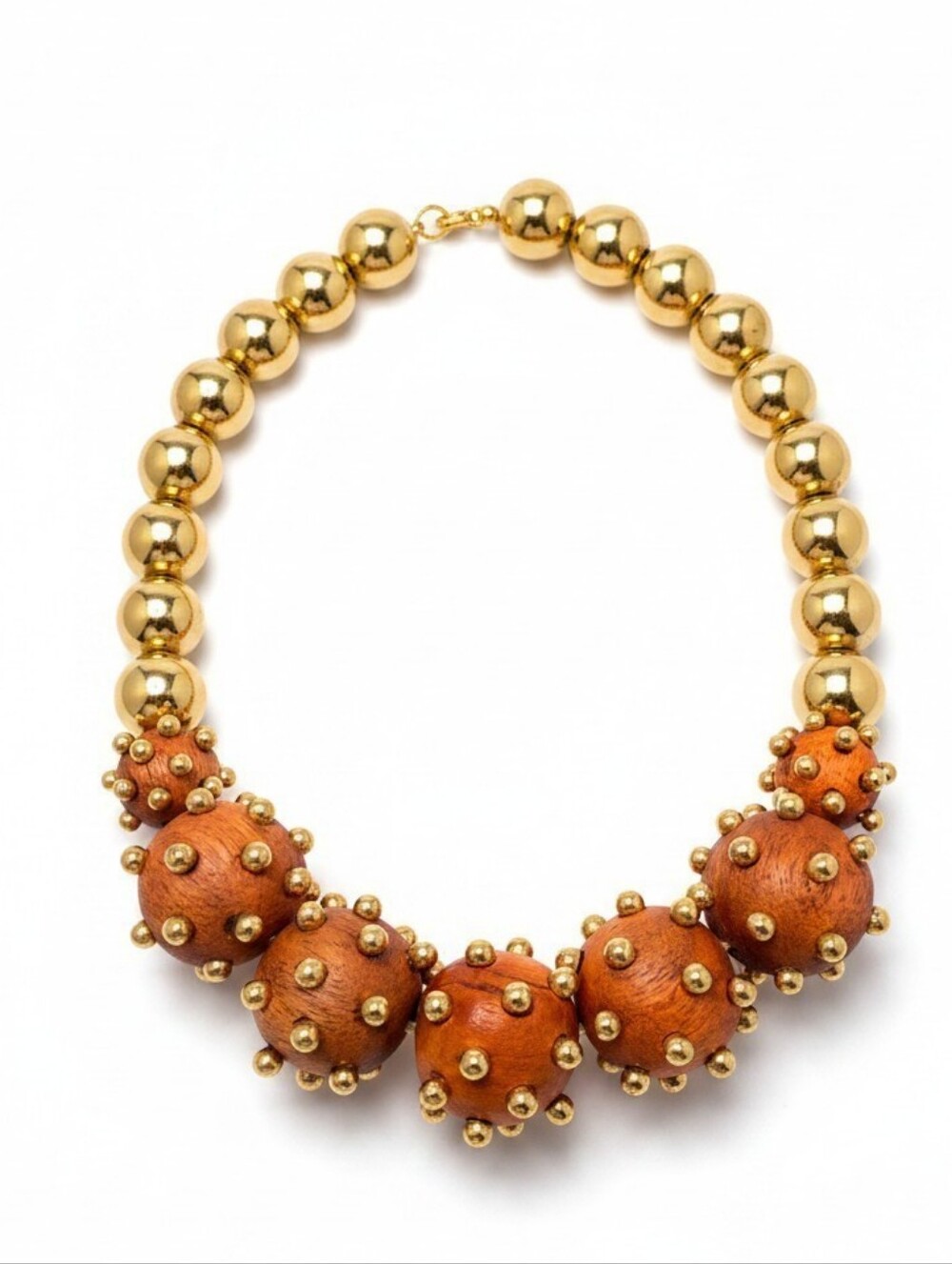 🤎▪️Piper K ▪️handmade In India Gold and Tan Beaded Statement Necklace